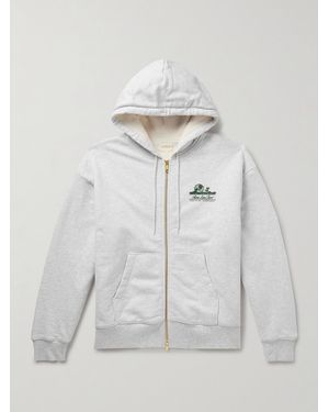 Aimé Leon Dore Unisphere Logo-Print Cotton-Jersey Zip-Up Sweatshirt - White