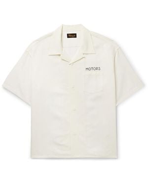 Visvim Crosby Convertible-Collar Embroidered Wool And Linen-Blend Shirt - White