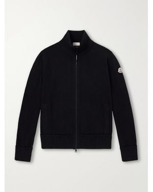 Moncler Logo-Appliquéd Wool And Cashmere-Blend Zip-Up Cardigan - Blue