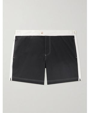 Tom Ford Straight-Leg Mid-Length Striped Swim Shorts - Black