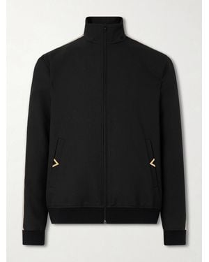 Valentino Garavani Logo-appliqued Drill Zip-up Sweatshirt - Black