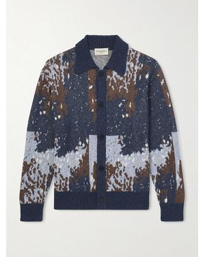 Officine Generale Terry Jacquard-knit Cardigan - Blue