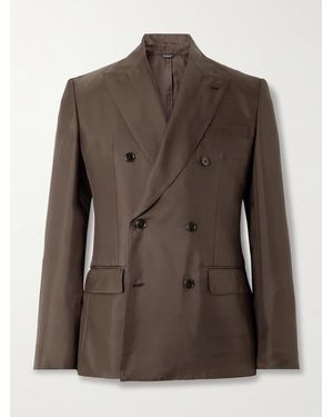 Dolce & Gabbana Double-Breasted Silk-Twill Suit Jacket - Brown