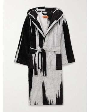 Missoni Skunk Belted Cotton-Terry Hooded Robe - Black