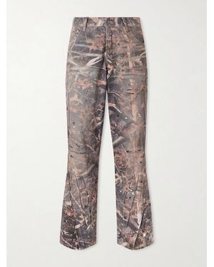 Satoshi Nakamoto Enduro Straight-leg Padded Camouflage-print Jeans - Grey