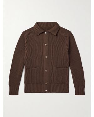 STÒFFA Slim-Fit Ribbed Cashmere Cardigan - Brown
