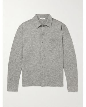 MR P. Mélange Organic Cotton-Piqué Shirt - Grey