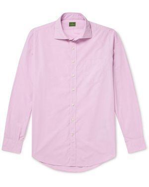 Sid Mashburn Spread-Collar Checked Cotton-Poplin Shirt - Pink