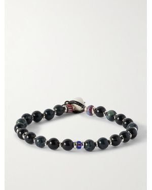 Mikia Sterling, Obsidian And Shell Beaded Bracelet - Metallic