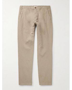 Hartford Tyron Slim-Fit Straight-Leg Cotton And Linen-Blend Trousers - Natural