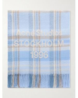 Acne Studios 1996 Fringed Checked Wool-blend Scarf - Blue