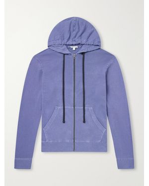 James Perse Supima Cotton-Jersey Zip-Up Hoodie - Blue