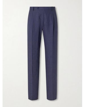 Rubinacci Ciro Straight-leg Linen Suit Trousers - Blue