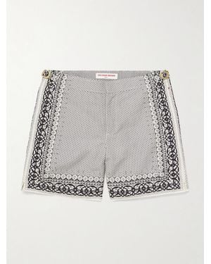 Orlebar Brown Bulldog Straight-Leg Mid-Length Printed Recycled Swim Shorts - Grey