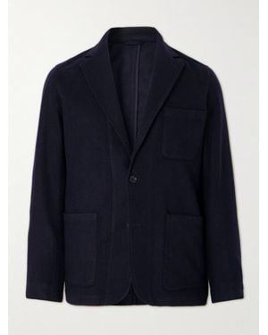 Hartford Jonny Unstructured Brushed Wool-Blend Twill Suit Jacket - Blue