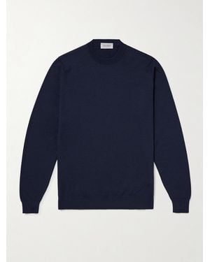 John Smedley Honeycomb-Knit Merino Wool Jumper - Blue