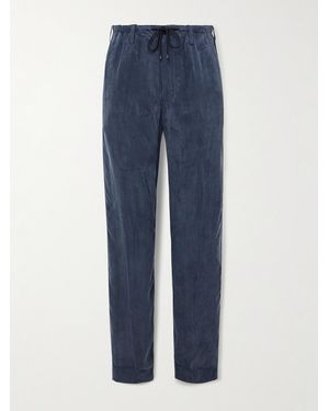 Dries Van Noten Woven Straight-Leg Drawstring Trousers - Blue