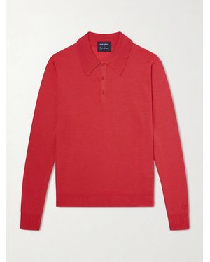 John Smedley Bill Nighy Cashmere And Silk-Blend Polo T-Shirt - Red