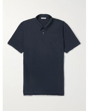 James Perse Supima Cotton-Jersey Polo Shirt - Blue