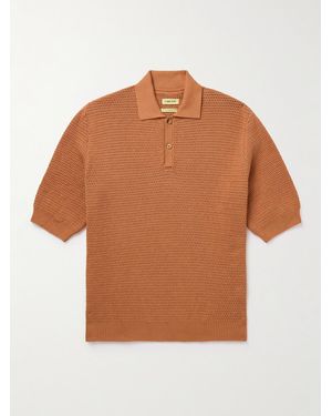 De Bonne Facture Honeycomb Organic Cotton Polo Shirt - Brown