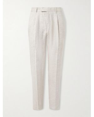 Brunello Cucinelli Slim-fit Straight-leg Pleated Linen Suit Trousers - White