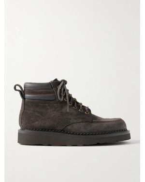 Yuketen Leather-Trimmed Suede Boots - Black