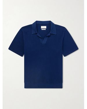 Oliver Spencer Westcott Open-Collar Organic Cotton Polo Shirt - Blue