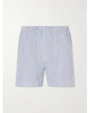 Saint Laurent Straight-leg Striped Cotton-poplin Shorts - Blue