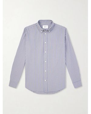 NN07 Colby 50024 Button-down Collar Checked Cotton Shirt - Blue