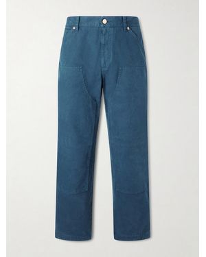 Versace Straight-Leg Cotton-Canvas Trousers - Blue