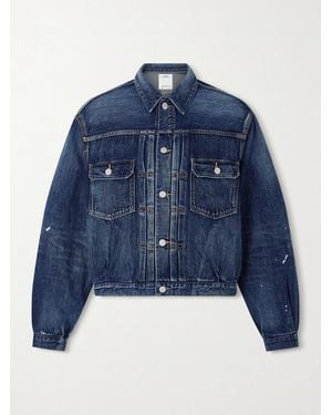 Visvim Social Sculpture 101 X Dmgd-1010 Cropped Distressed Selvedge Denim Jacket - Blue