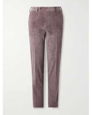 Canali Tapered Cotton-blend Corduroy Trousers - Purple