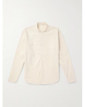 STÒFFA Grandad-Collar Cotton-Poplin Half-Placket Shirt - Natural