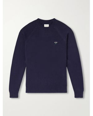 Aimé Leon Dore Logo-Embroidered Cotton Sweater - Blau