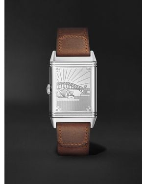 Jaeger-lecoultre Reverso Classic Small Seconds Sydney Hand-Wound 45.6Mm Stainless Steel And Leather Watch, Ref No. Jlq385852E - Black