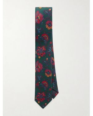 Drake's Him 8cm Floral-print Silk Tie - Blue