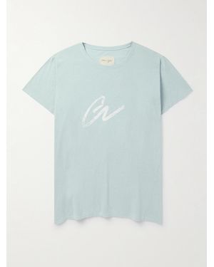 Greg Lauren Logo-Print Cotton-Jersey T-Shirt - Blue