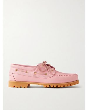 VINNY'S Aztec Full-Grain Leather Boat Shoes - Pink