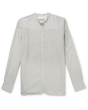 Officine Generale Gali Grandad-Collar Striped Cotton-Voile Shirt - White
