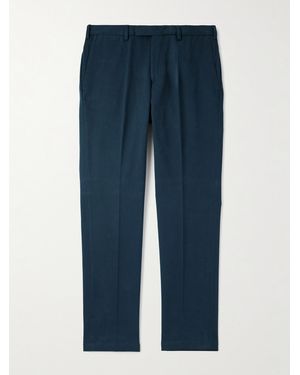 Thom Sweeney Straight-Leg Cotton-Twill Trousers - Blue