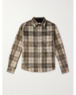 4SDESIGNS Checked Shell-Lamé Overshirt - Brown