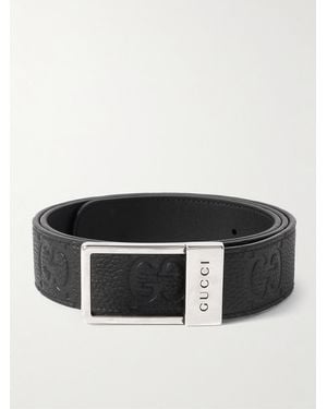 Gucci 3.5cm Logo-debossed Full-grain Leather Belt - Black