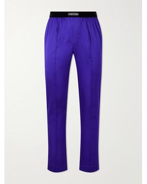 Tom Ford Silk-Blend Satin Pyjama Pants - Blue