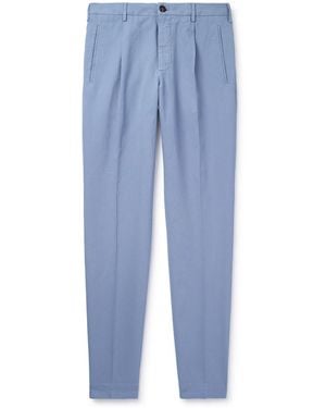 Slowear Venezia 1951 Tapered Pleated Ice Crêpe Pants - Blue