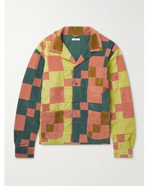 Bode Camp-Collar Patchwork Cotton-Corduroy Overshirt - Green