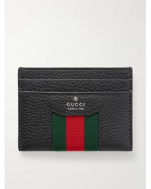 Gucci Alba Web-Trimmed Full-Grained Leather Cardholder - Black