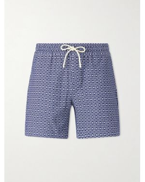 Portuguese Flannel Abstract Tile Straight-leg Cotton Shorts - Blue