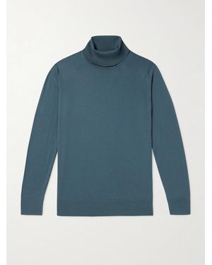 Loro Piana Wish Virgin Wool Rollneck Jumper - Blue