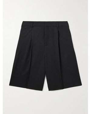 Jacquemus Ovalu gerade geschnittene Shorts aus Twill aus einer Wollmischung mit Falten - Schwarz