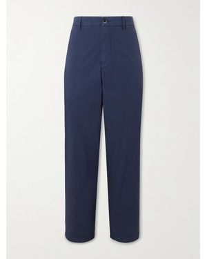 Barena Straight-Leg Garment-Dyed Cotton-Blend Suit Trousers - Blue